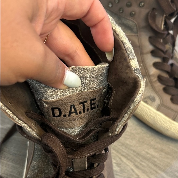 D.A.T.E Premium Sneakers Brand Brown High-Top Women's Sneakers - Picture 6 of 9